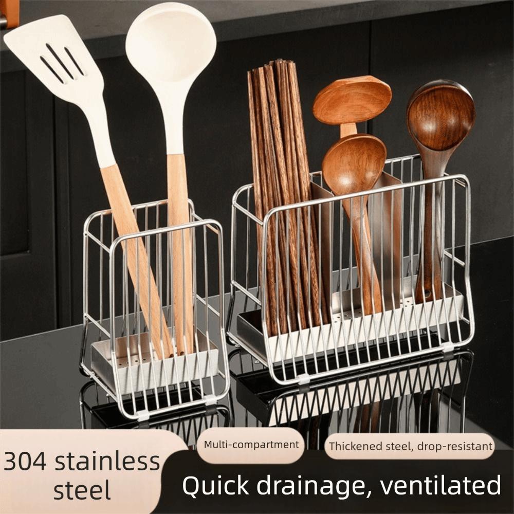 Large Capacity Stainless Steel Chopstick Bucket Moisture-proof Chopstick Draining Rack  Kitchen Use
