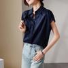 Breathable linen short sleeved shirt for women's 2026 summer commuting and leisure versatile short top