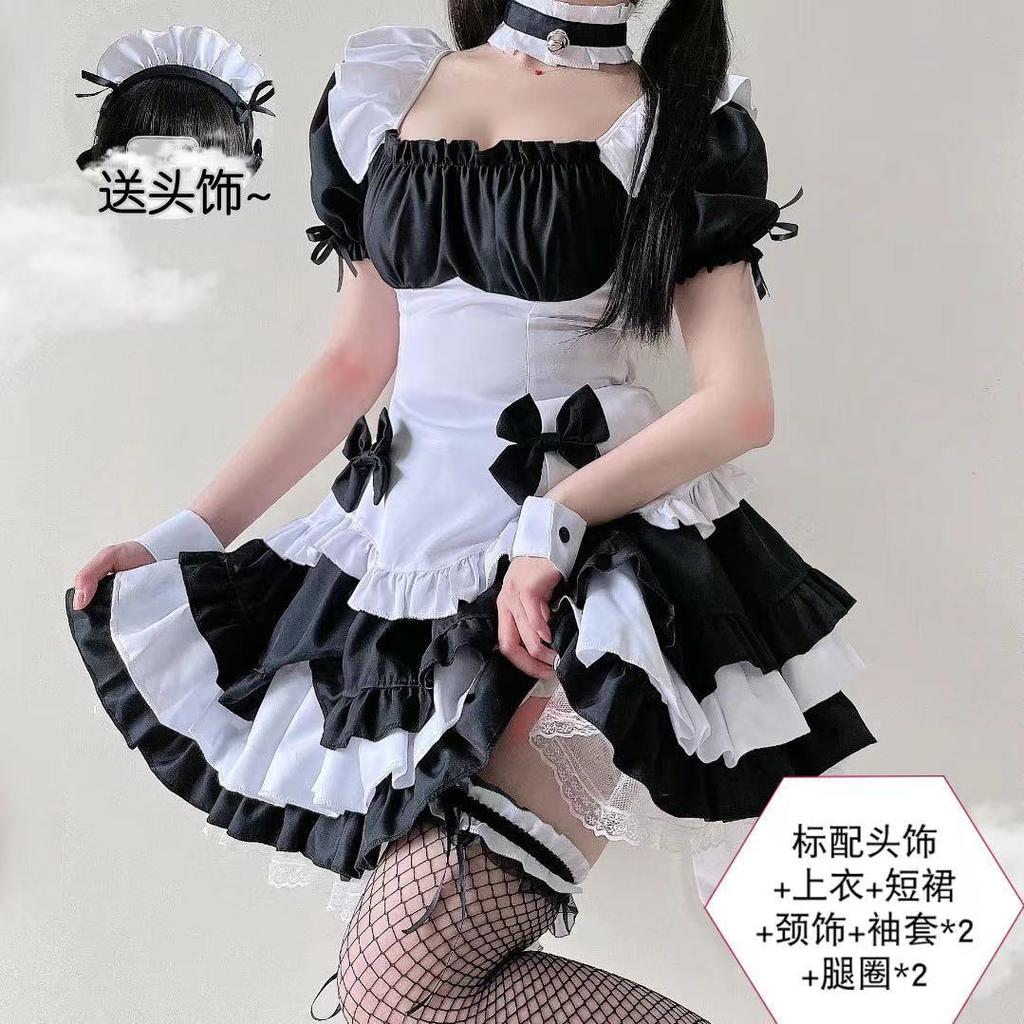 Cute Soft Girl Lolita Maid Outfit Daily Plus Size Lace-Up Maid Anime Costume Stage Dress Elegant Sweet Fashion Women Tops Mp6S