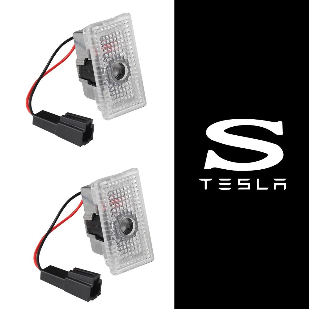 Car Sticker Tesla 2PCS Auto Decoration Accessories Car Door Emblem Welcome Lights LED Projector Lamps For Tesla Model 3 Model Y