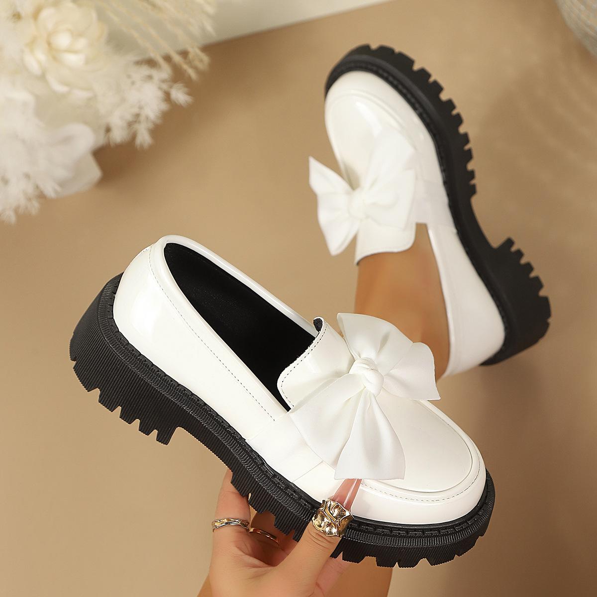 Spring Autumn Women s Shoes - Thick Heels and Thick Soles - Retro Single Shoes 35 белый