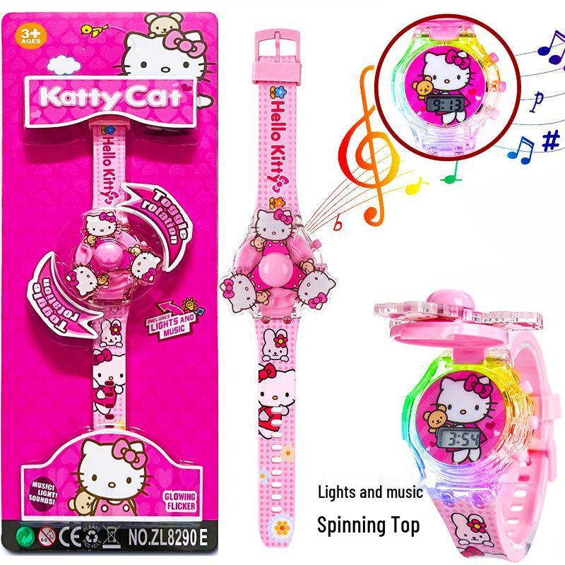 Deluxe Children's Cartoon Music Watch with Colorful Luminous Rotating Gyro - Electronic Toy Gift