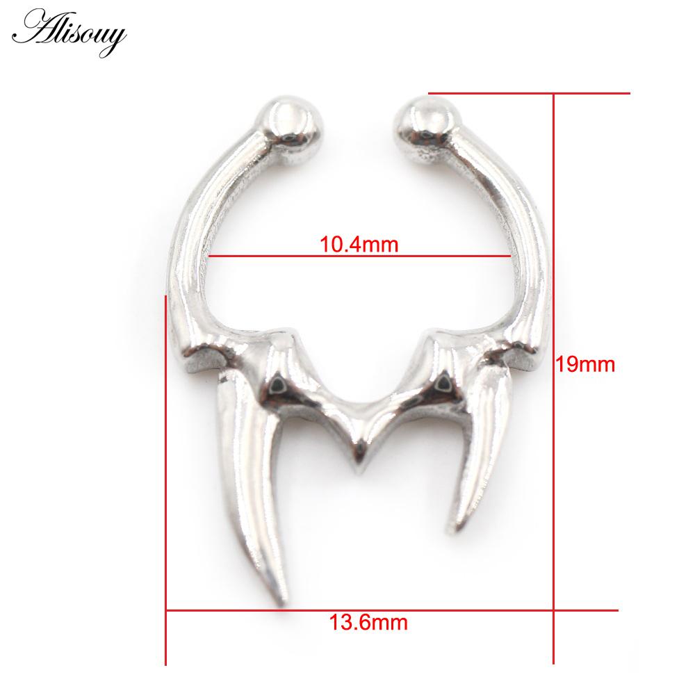 

Alisouy 1PC нержавеющая сталь литые клыки конус носовое кольцо перегородка ушные манжеты хрящ трагус дайт не пирсинг украшения для тела