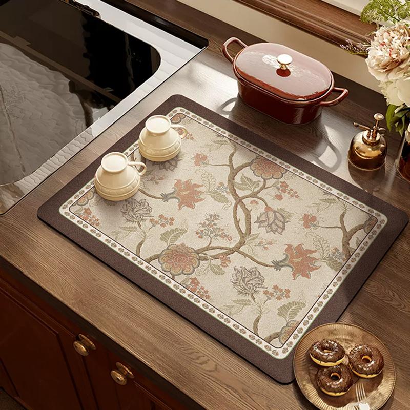 American Retro Light Luxury Kitchen Countertop Drain Pad, Diatom Mud Suction Pad, Quick-drying Washing Table, Sink, Bar Mat