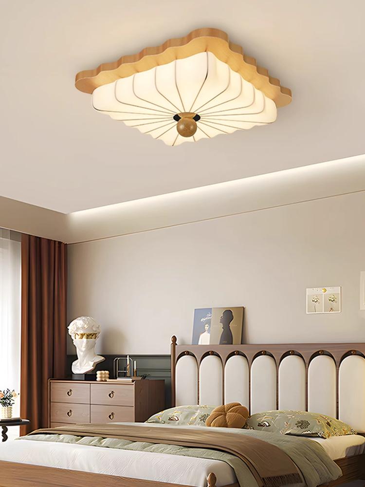 Living room lamp French antique hall ceiling lamp fabric retro log bedroom study lamp Zhongshan lamps