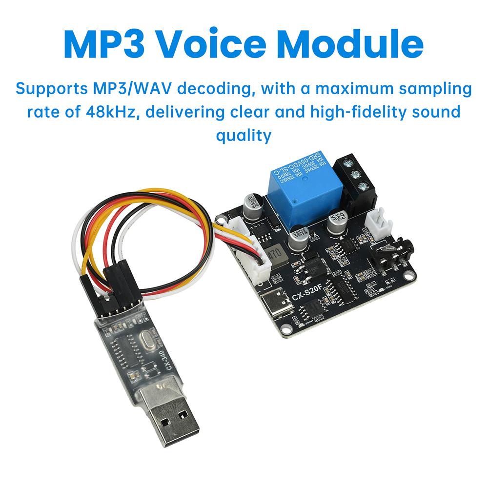 DC 6-35V Serial Port Control Mp3 Voice Broadcast Chip Module Mcu Control Triggers Custom Audio 20W Power CX-S20F Type C