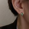 925 Sterling Silver Hot Sale Green Hoop Earrings Simple Temperament Exquisite Hot Semale Sexy Jewelry Gift