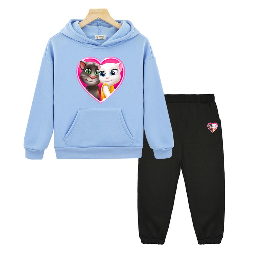 2 pièces pull+Pant Pantalon Chat Tom qui parle Sweat à capuche Sweat à manches longues polaire Veste garçons filles Ensembles de sport à capuche vêtements boutique enfants Noël