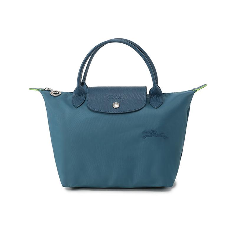 

Longchamp Le Pliage Green Short Handle Foldable Recycled Canvas Dumpling Tote Bag Small Women tote bags Peacock-Blue 1621919P89 Basic Set (Bag)