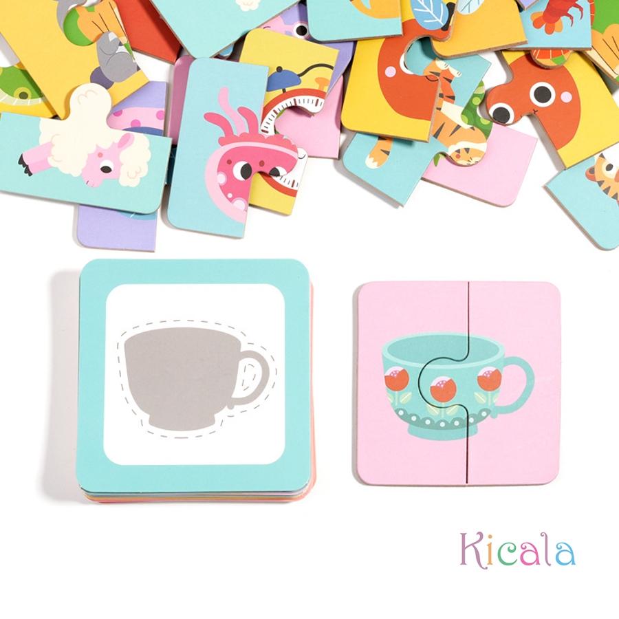 Montessori Wooden Shadow Puzzle Games For Kids Fruits Animals Cognition Matching Toy Learning Education Board Puzzle Game Gifts