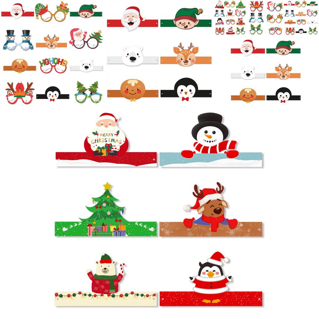 Christmas Event Paper Eye Wear And Hat Collection For Party Decorations