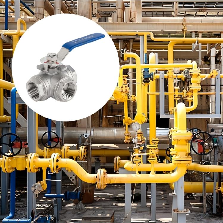 Kugelhähne mit T-Stück und Innengewinde, Dreiwege-Rohrverschraubung aus Edelstahl mit manueller Drehsteuerung für Reparaturarbeiten