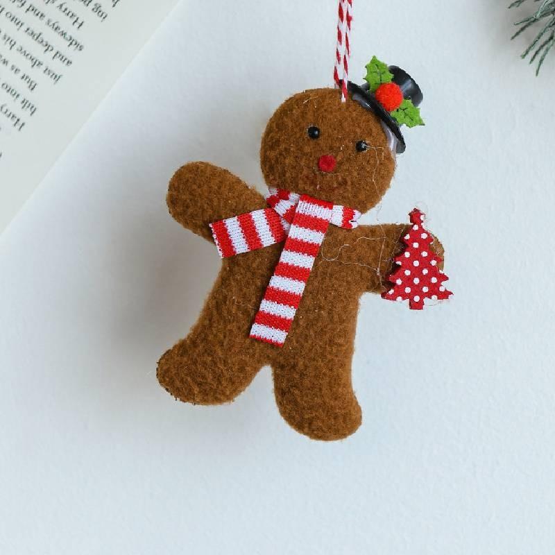 Man Gingerbread Christmas Pendant Necktie Bowknot Xmas Decoration Prop Festival