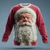 Men Christmas Long Sleeve T‑Shirt 3D Santa Claus Print Red White Stripe Autumn Xmas Holiday Party Casual Tee Tops