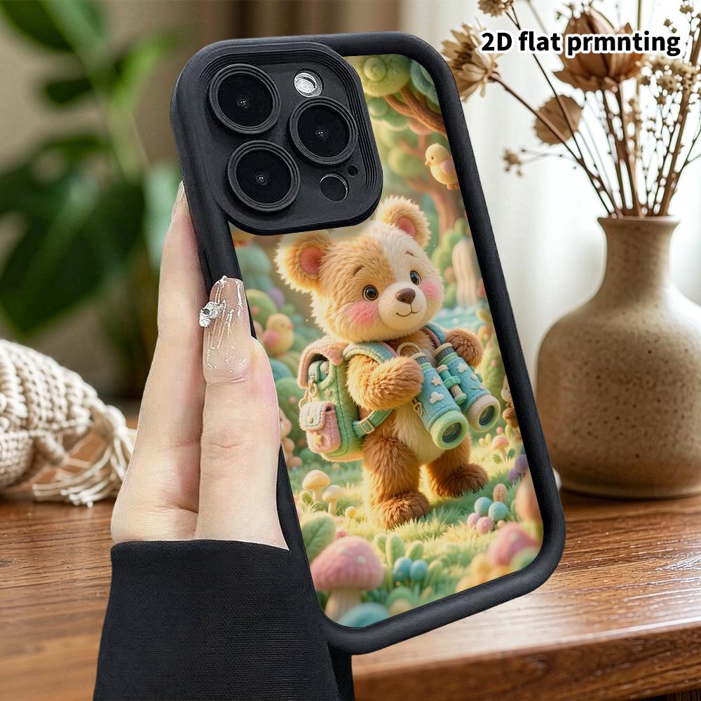 Phone Case: 2D Flat, Suitable for iPhone 18, 17, 16, 15, 14, 13, 12Pro Protective Case, Adventure Little Bear, Perfect Christmas and Halloween Holiday