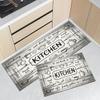 Grey Wood Sketch Kitchenware Mat Non Slip Waterproof Runner Rug Easy Clean Farmhouse Kitchen Floor Carpet