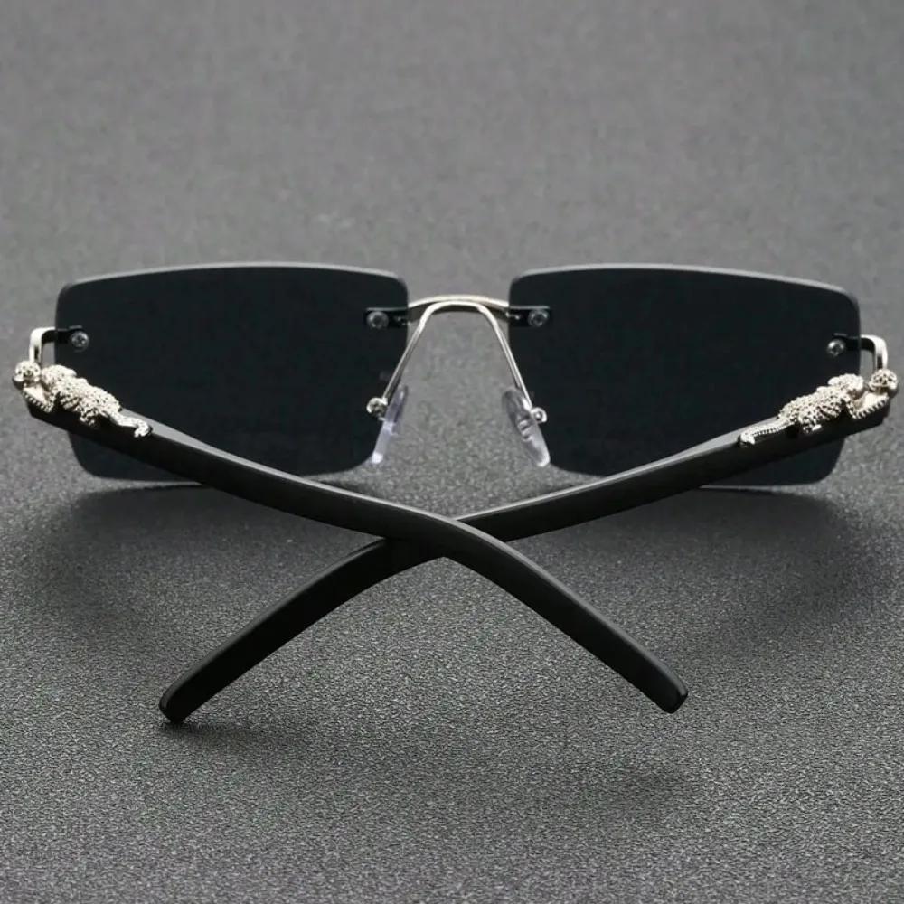 1 Pc Fashionable Women Men Sunglasses Frameless Rectangular Personalized Sunglasses for Daily Life Vintage Sun Glasses