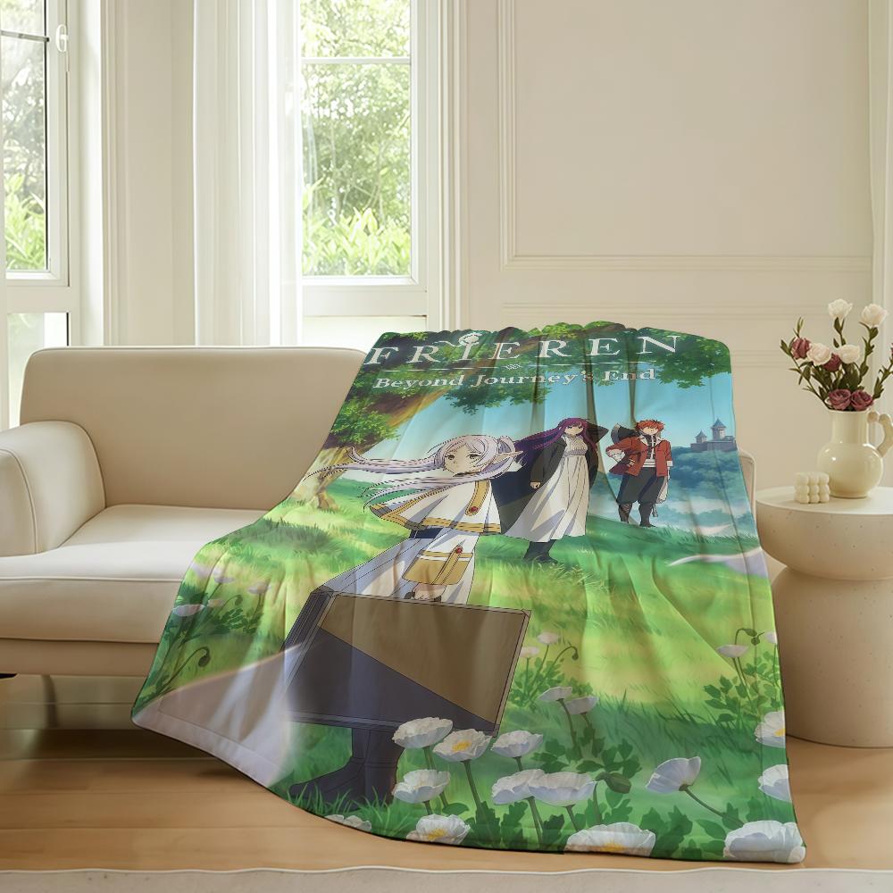 Adventure anime F Frieren Blanket For Sofa Office Bed Plane Travel Sleep Read Relax Camping Soft And Warm