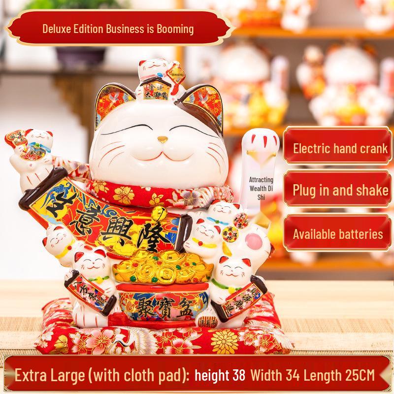 Large Lucky Cat Maneki-neko Ornament Shop Decoration for Home or Cashier Counter Opening Gift