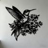 Wrought Iron 2D Flat Wall Art Hummingbird Flower Decor 1pc for Living Room Bedroom Office Garden