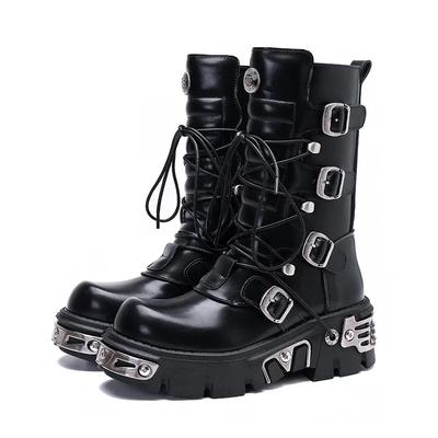Fashion Retro Rock Shoes Boots For New Dark Punk Leather Shoes Metal Niche Motorcycle Platform Shoes For Women
