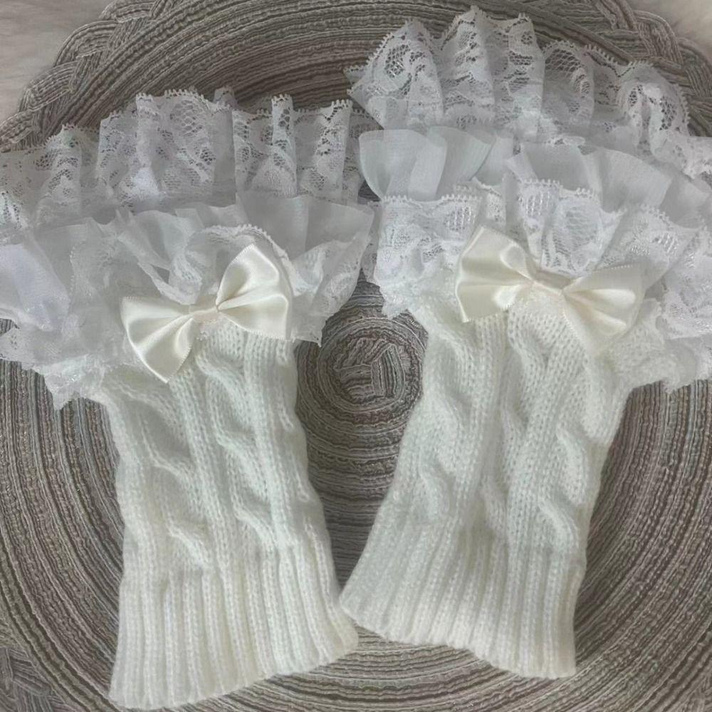 Foot Warmer Lace Knitted Gloves Acrylic Fibers Lolita Hand Sleeves Fall Winter Season
