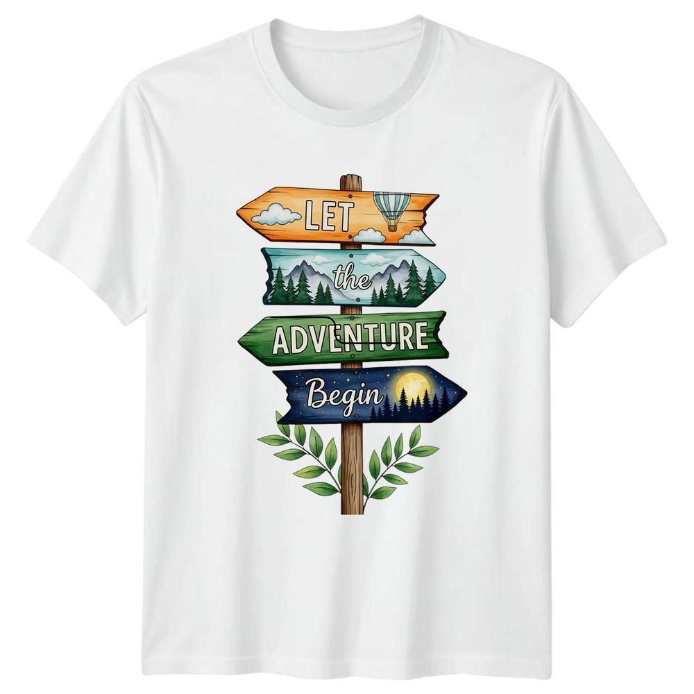 Let The Adventure Begin TShirt Hiking Camping Travel Birthday S