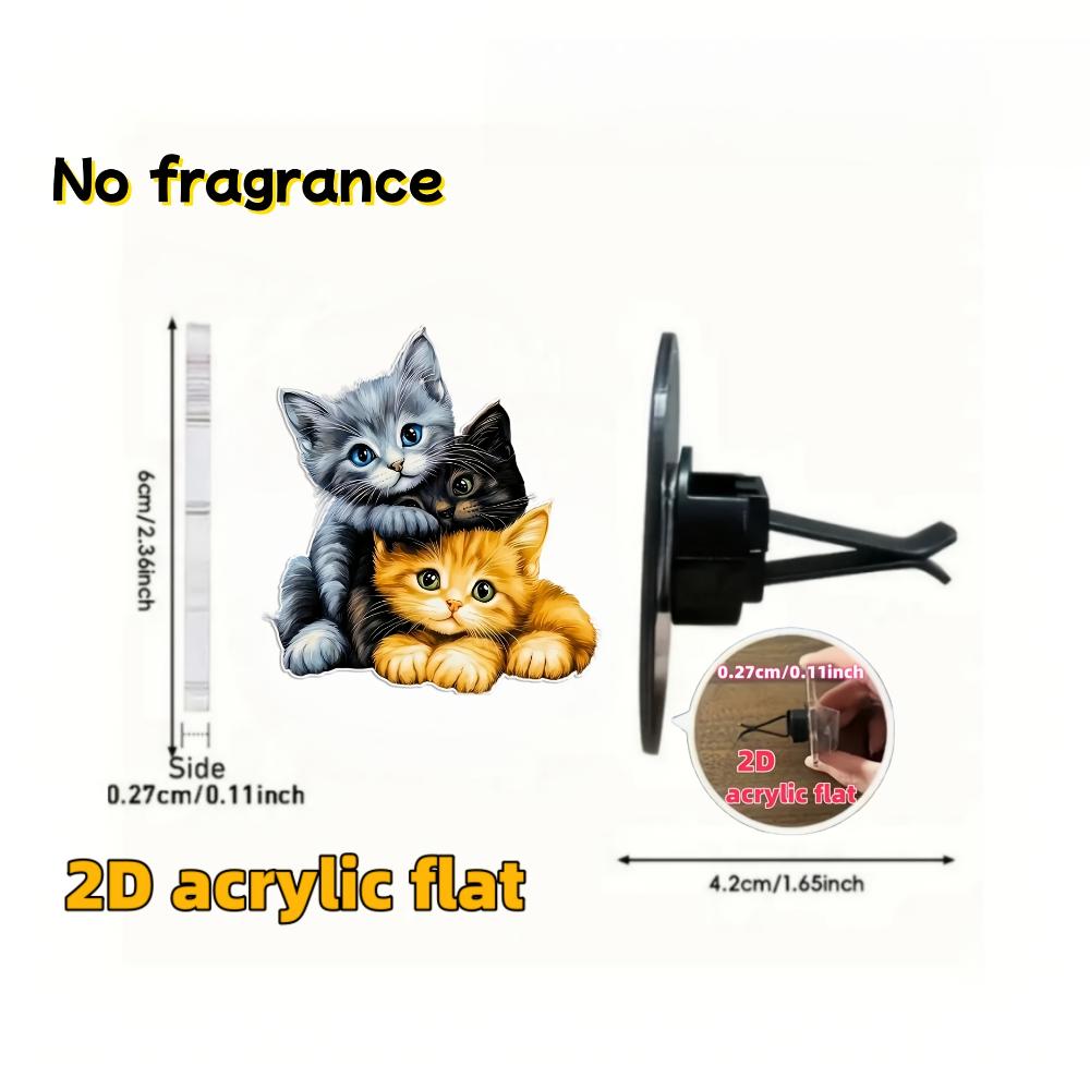 2D flat three kittens car vent clip decorative diffuser (fragrance not included),car interior decoration, aromatherapy clip,ideal for holiday gifts
