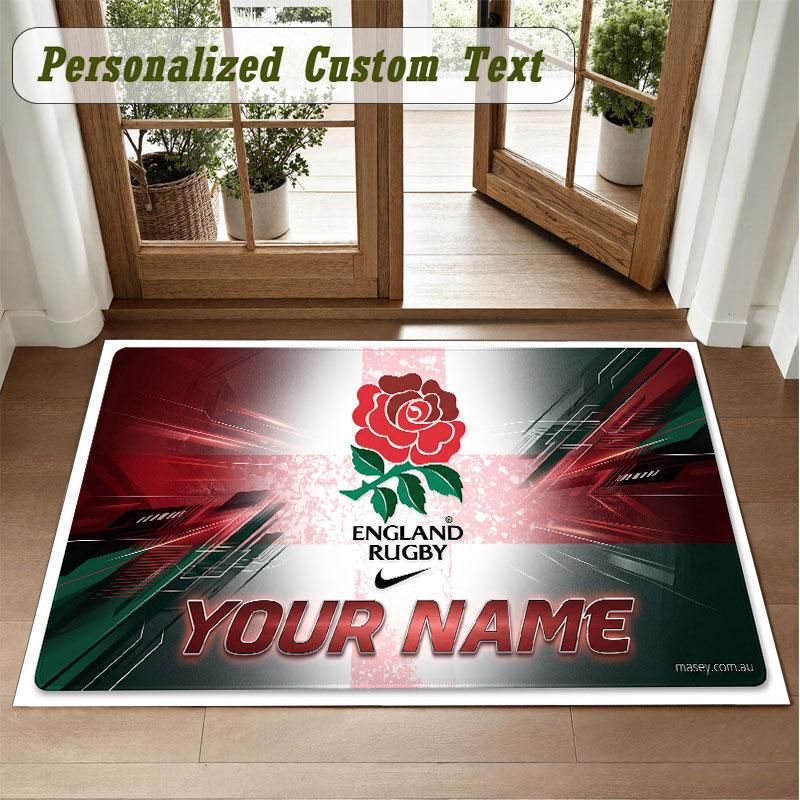 Crystal Velvet Square Rug Custom NameEngland Rugby Pattern Non Slip Home Floor Decor Rug