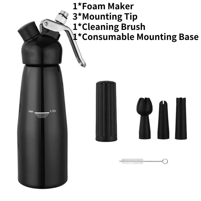 

Алюминиевый профессиональный диспенсер для взбитых сливок, кремовзбиватель 500 мл, кухонные инструменты Black