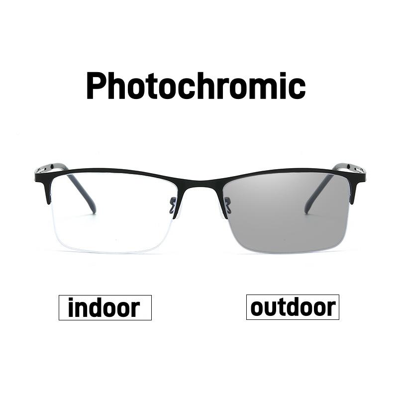 Retro Venkovní Fotochromické Brýle na Krátkozrakost Pánské Business Módní Anti Modré Světlo Měnící Barvu Brýle na Krátkozrakost 0 Až -4.0
