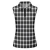 Women Sleeveless Golf Polo Shirt Zip Collar Plaid Print Athletic Tank Top for Sports and Outdoor Activities