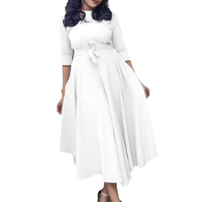 2025 Spring Fashion: Plus Size African Swing Dress with Lace-up Waist