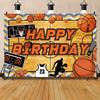 Birthday Party Backdrop Basketball Polyester Banner 229.87 X 179.83 Cm Photo Booth Decoration
