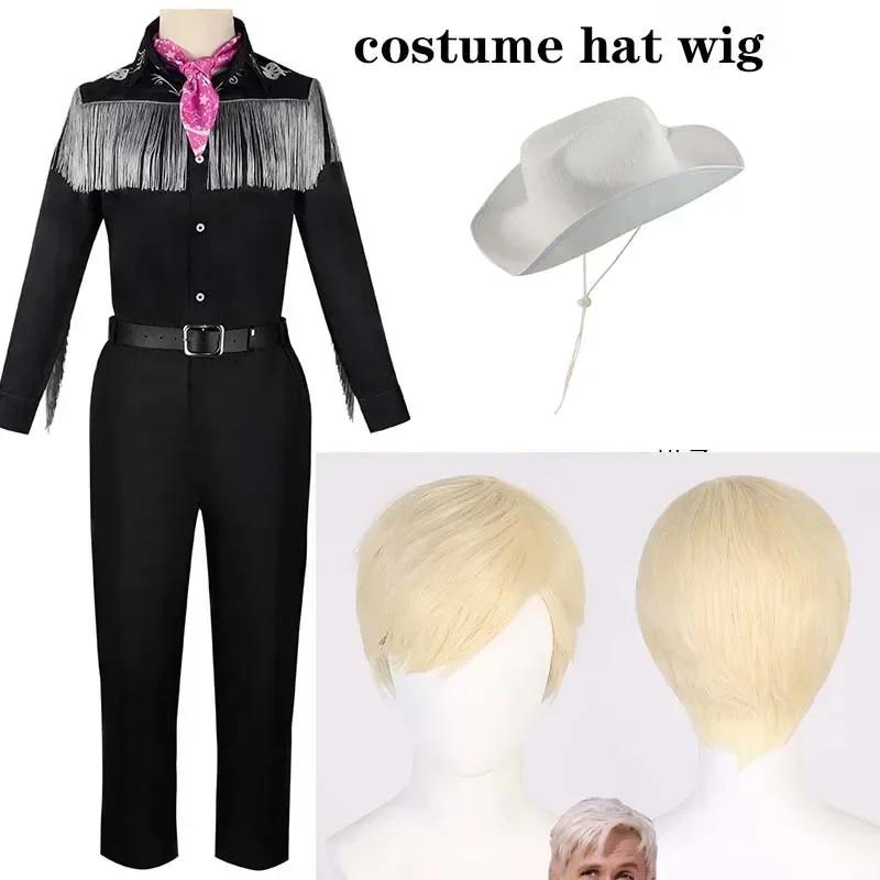 Ken Cosplay Kostüm Ken Outfits Ryan Gosling Cowboyhemd Hose Gürtel Schal Anzug Performance Halloween Uniform