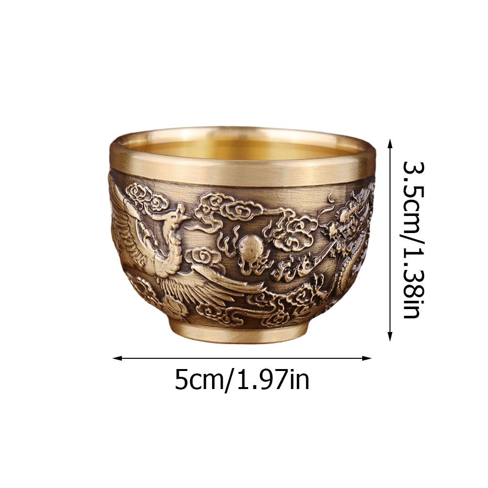 Vintage Retro Dragon Phoenix Cup And Baifu Cup Creative Millet Cylinder Office Desktop Decoration Metal Artifact Gifts