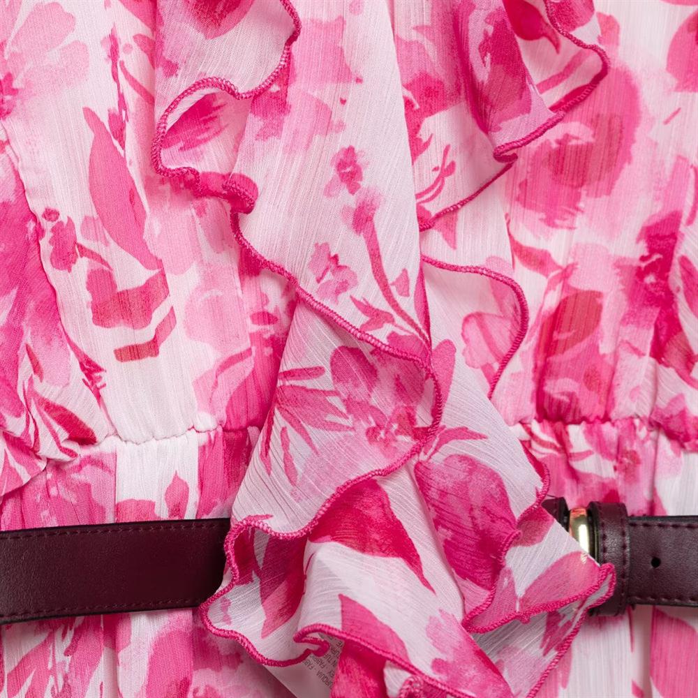 Spring/Summer 2025 Women's Floral V-Neck Dress - Slim Fit, Belted Waist