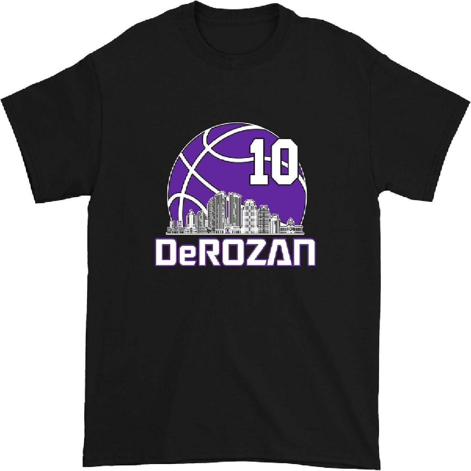 FerociTees Мужская футболка с изображением ДеРозана, Сакраменто, баскетбольного силуэта города XXXXXL разноцветный