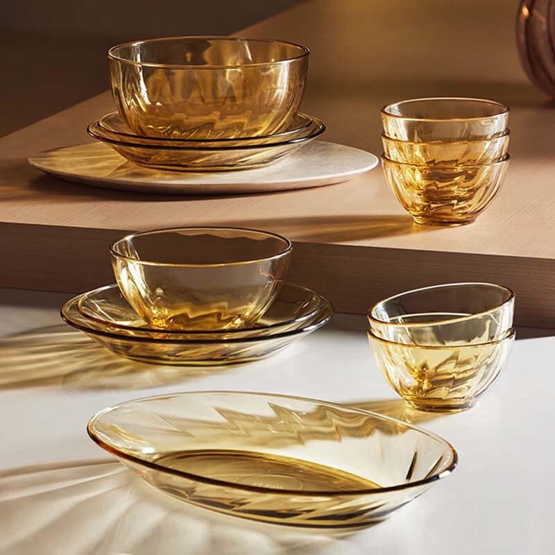 GLASSLOCK Amber Glass 6-Piece Dinnerware Set