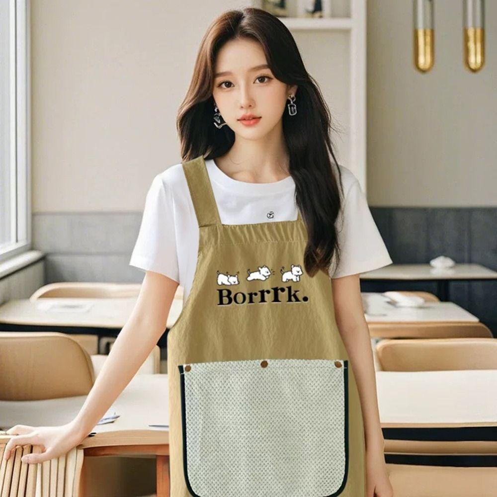 Waterproof Kitchen Apron Anti-fouling Cross Back Restaurant Uniform with Removable Hand Towel Sleeveless Catering Work Clothes