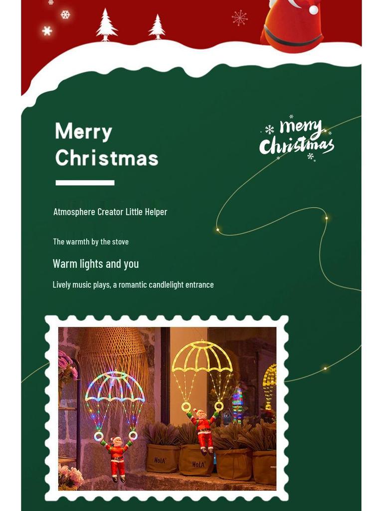 Santa Parachute LED Christmas Window Ornaments
