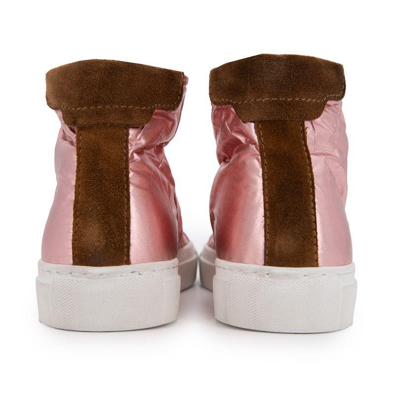 Baskets montantes rose métallisé et marron velours Femme URBAN