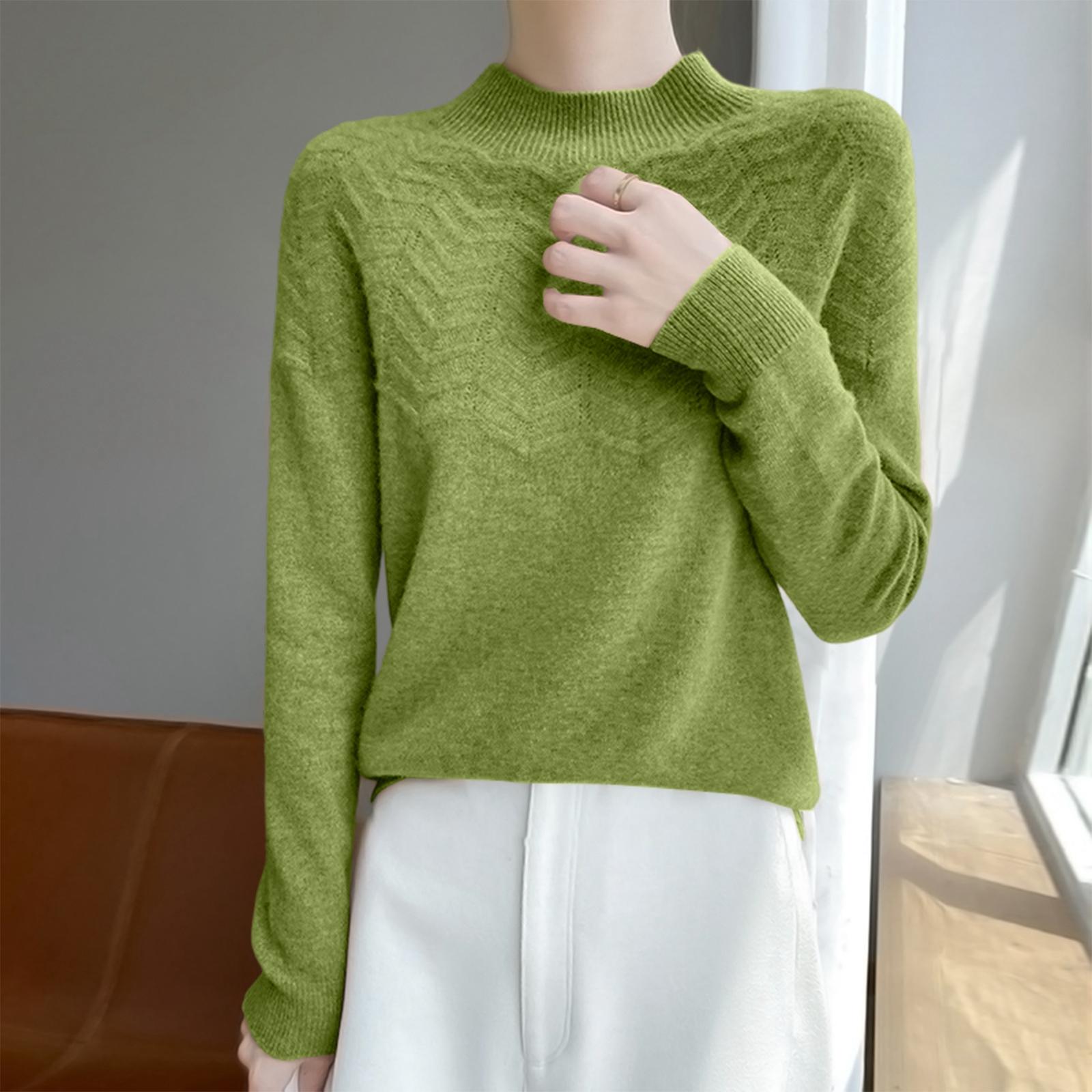 

Женский теплый пуловер с полувысоким воротником и длинными рукавами M