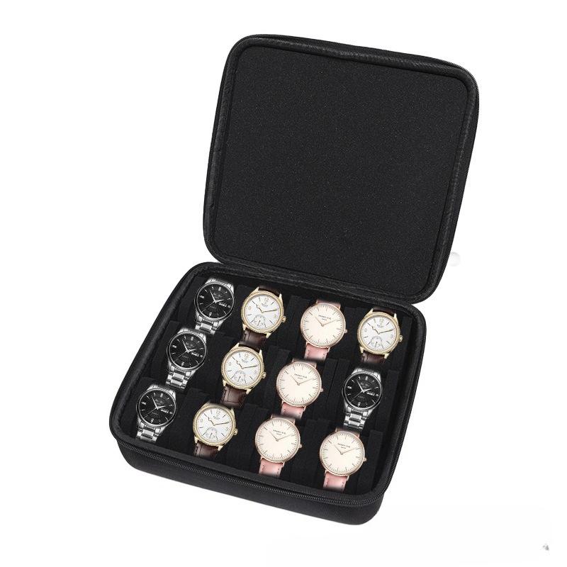 Men Women Portable Watch Travel Case - EVA Waterproof Shock-Resistant Zippered Organizer for Wristwatches Smart Watches