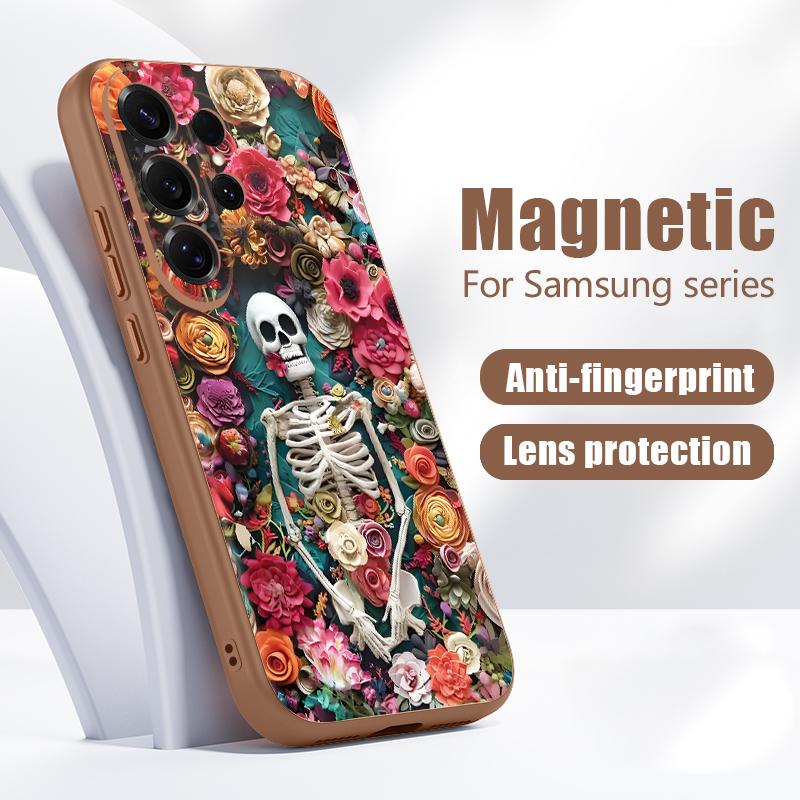 Colorful Skeleton Pattern Case For Samsung S26 Edge S25 FE S24 Plus S23 S22 Ultra A15 A16 A17 A35 A36 A37 A54 A55 A56 A57 5G Magnetic Matte Cover