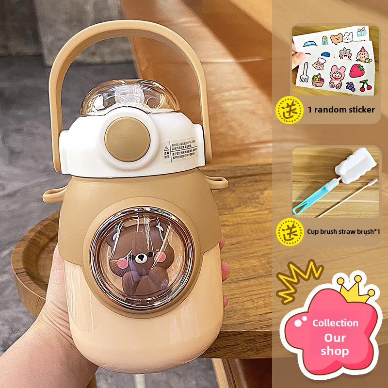 Large Capacity Cartoon Thermos: 316 Stainless Steel Kids' Big Belly Straw Water Cup – High-Value, Portable Student Design