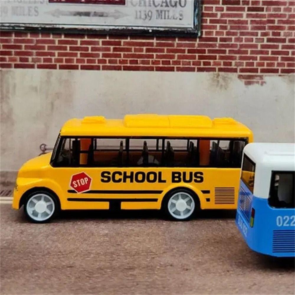 High Imitation Pull Back Car Vehicle Model School Bus Model Zinc Zinc Alloy Bus Model  Kids Gift
