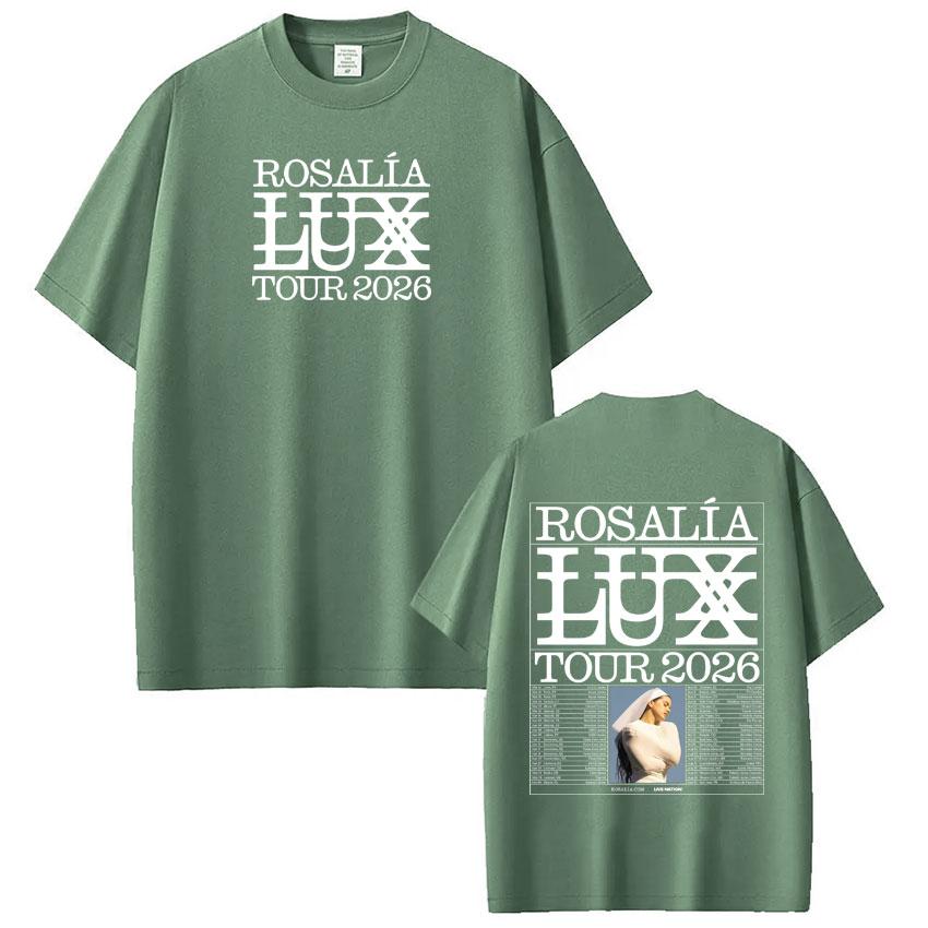 Sängerin Rosalía LUX Album Tour 2026 Druck T-Shirt Herren Damen Mode Baumwoll T-Shirts Oversized Hip-Hop Lässig Ästhetische T-Shirts