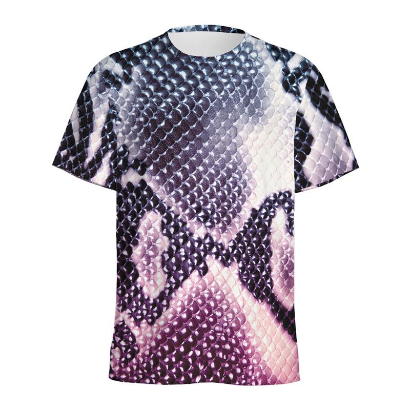 

Fashion Snake Scales Pattern T-shirt For Men 3D Printed Animal Skins Graphic Round Neck Tee Shirt S