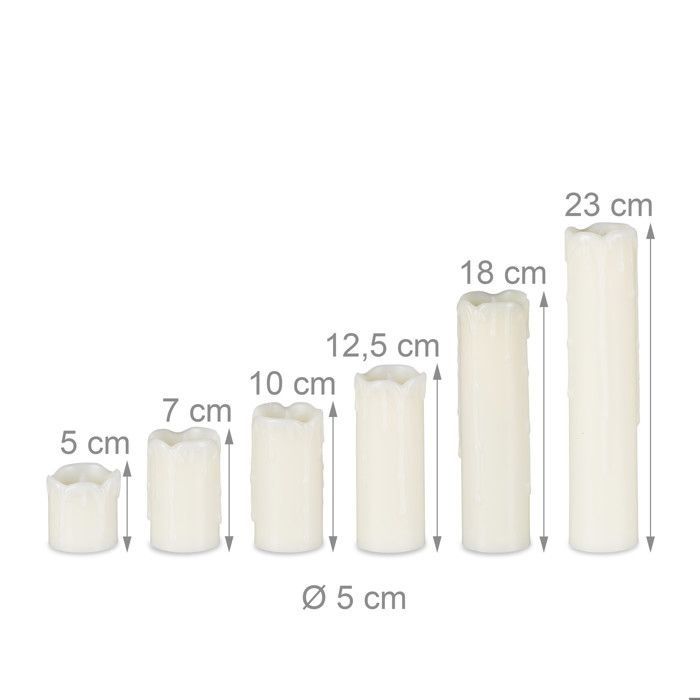 Bougies LED - AIMOONSA - Lot de 6 - Cire véritable - Effet vacillant - Sur piles (CR2032)